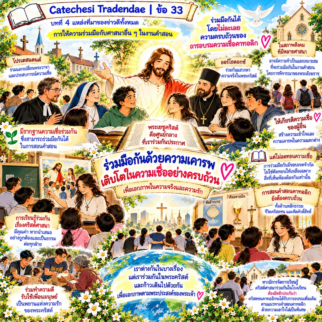 Catechesi Tradendae | ข้อ 33 การให้ความร่วมมือกับศาสนาอื่น ๆ ในงานคำสอน